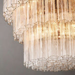 Cielo Ridged Glass Three-Tier Round Chandelier 48"