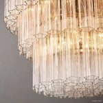 Cielo Ridged Glass Three-Tier Round Chandelier 36"
