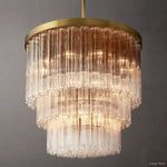 Cielo Ridged Glass Three-Tier Round Chandelier 36"