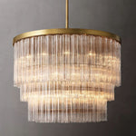 Cielo Ridged Glass Three-Tier Round Chandelier 48"