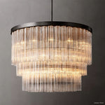 Cielo Ridged Glass Three-Tier Round Chandelier 48"