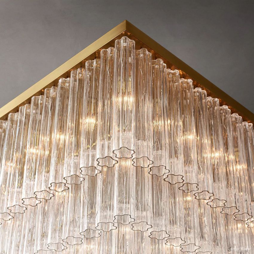 Cielo Ridged Glass Square Chandelier 45"