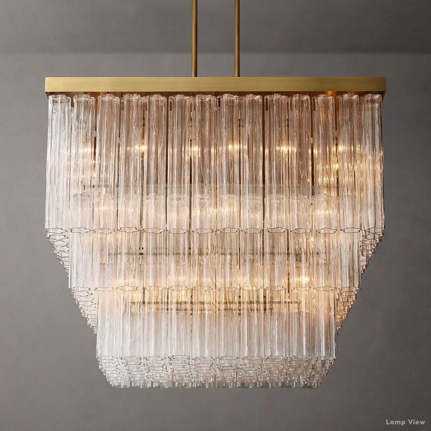 Cielo Ridged Glass Square Chandelier 45"