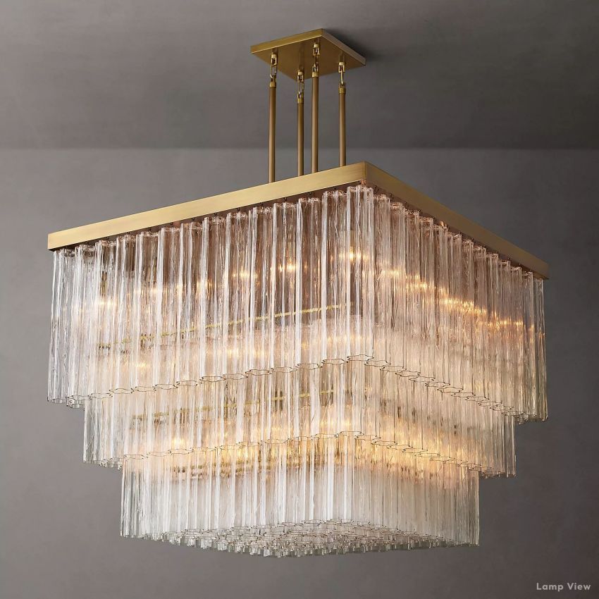 Cielo Ridged Glass Square Chandelier 45"