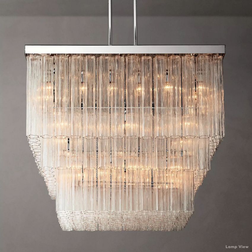 Cielo Ridged Glass Square Chandelier 45"