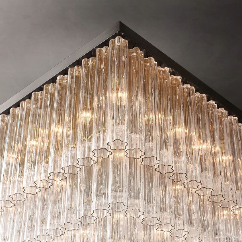 Cielo Ridged Glass Square Chandelier 45"