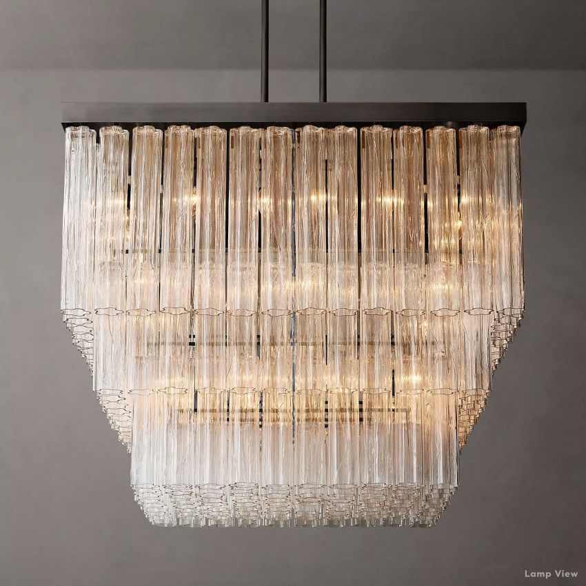 Cielo Ridged Glass Square Chandelier 45"
