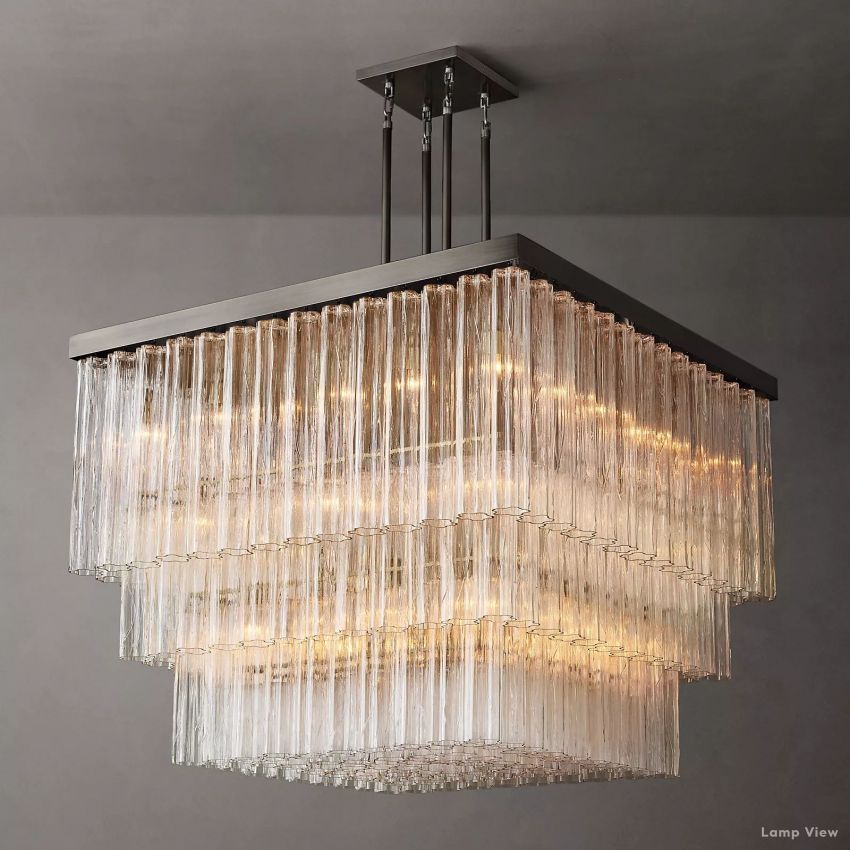 Cielo Ridged Glass Square Chandelier 45"