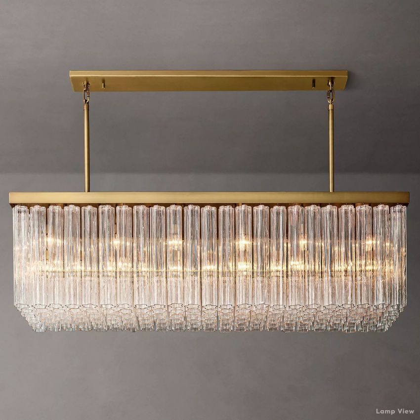 Cielo Ridged Glass Rectangle Chandelier 73"