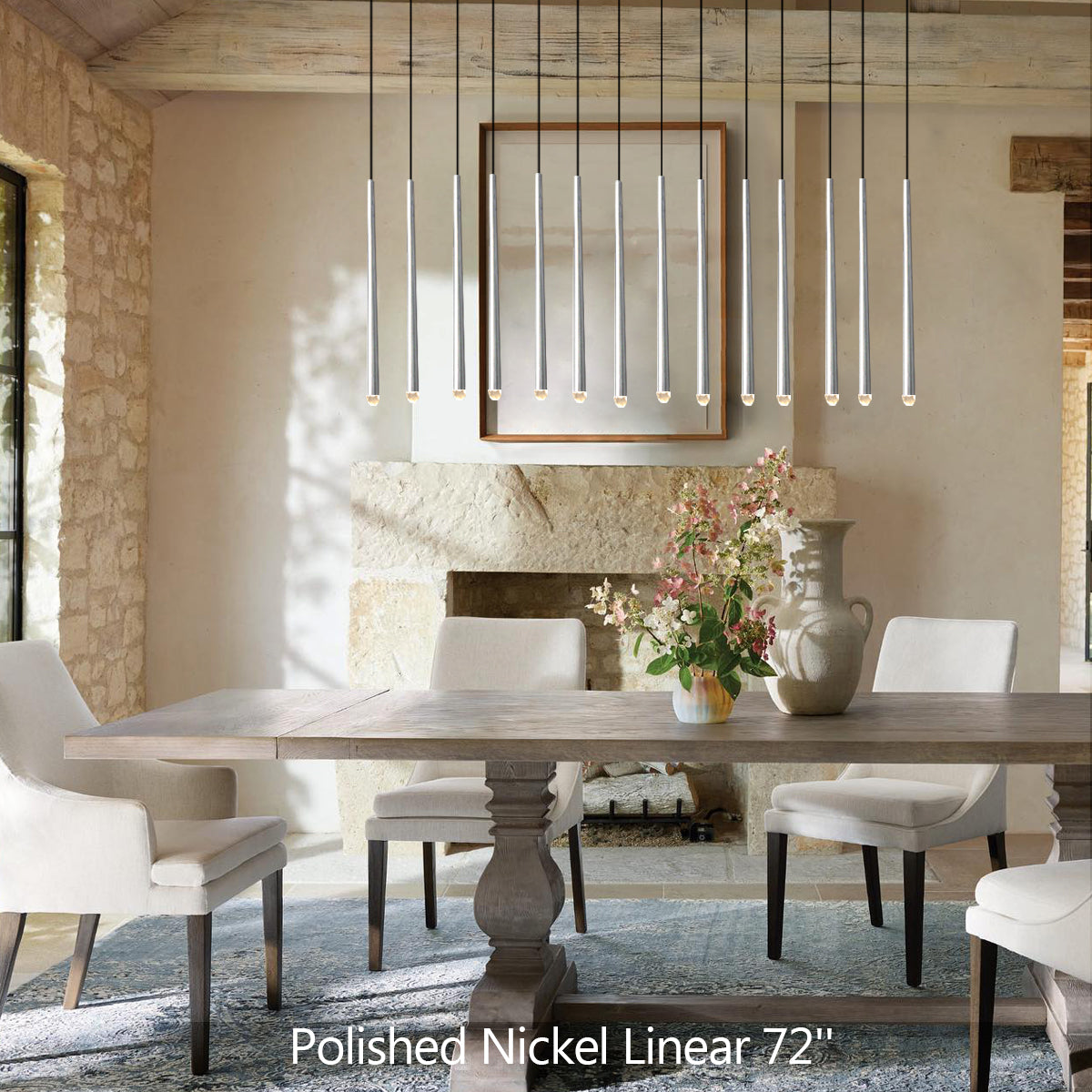 Aquitaine Conical Brass Linear Chandelier 72"