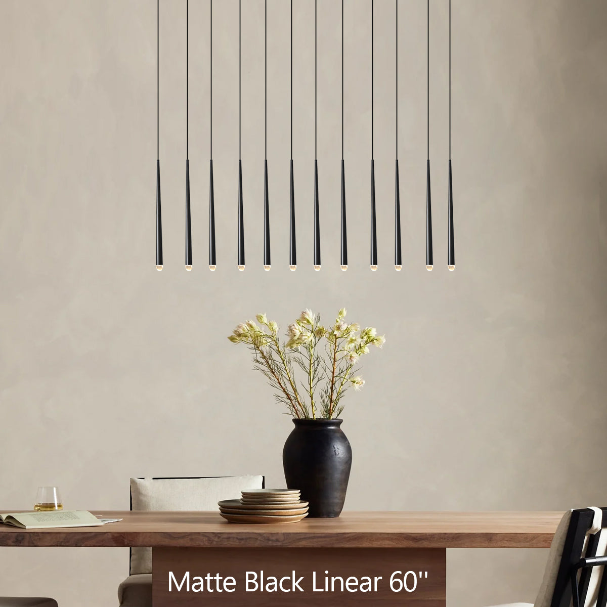 Aquitaine Conical Brass Linear Chandelier 60"