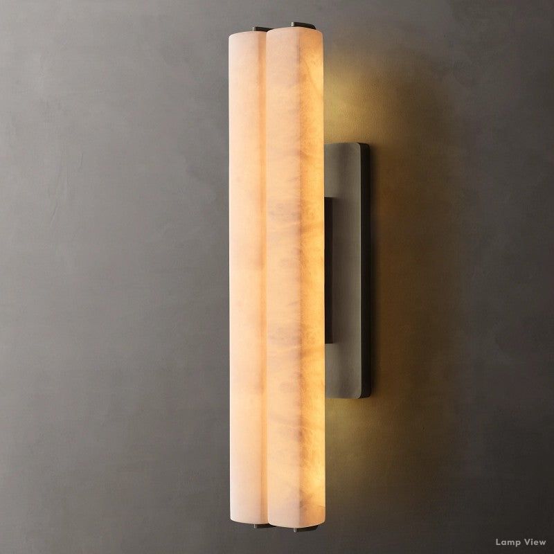 Audubon Vertical Alabaster Double Wall Sconce