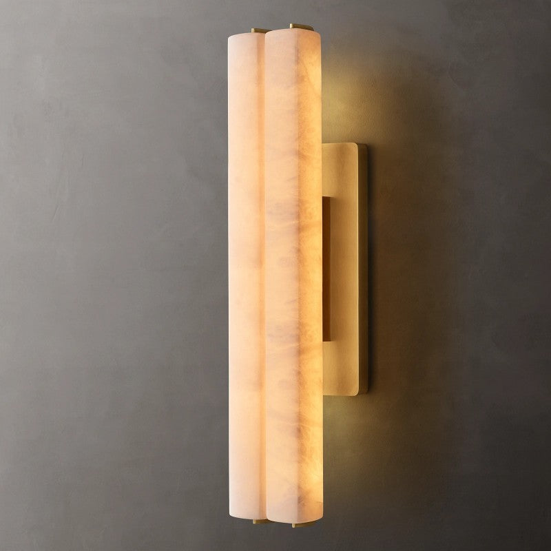 Audubon Vertical Alabaster Double Wall Sconce