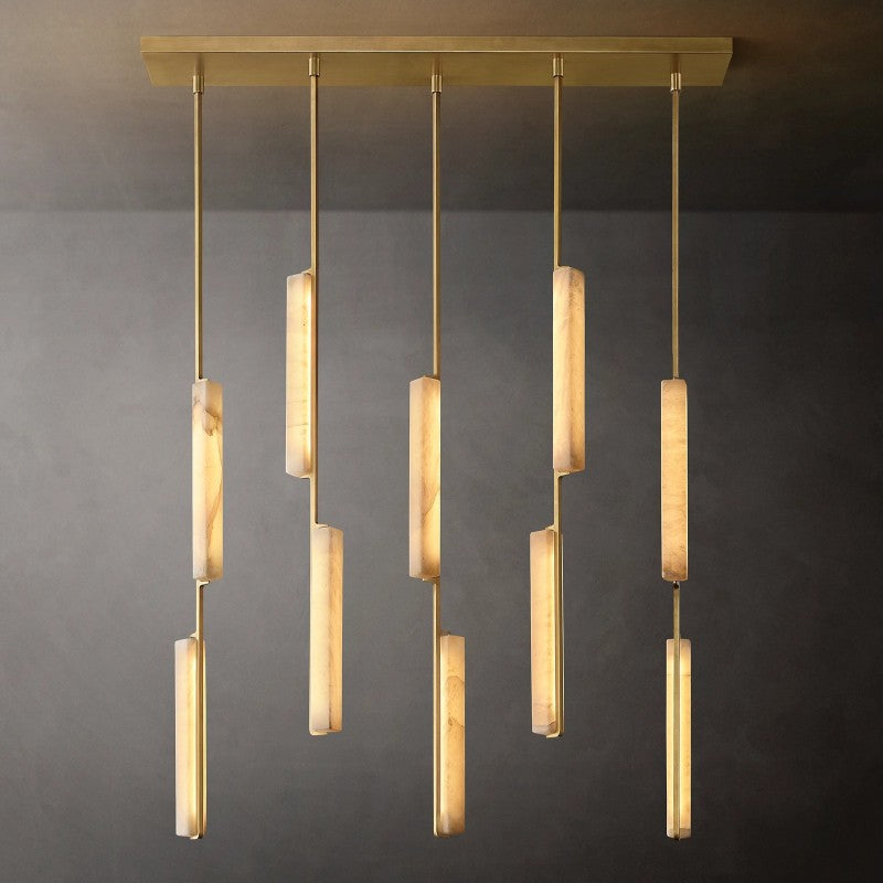 Audubon Vertical Alabaster Linear Chandelier 54"