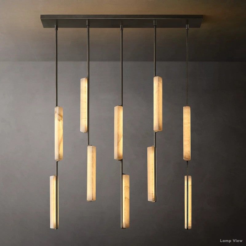 Audubon Vertical Alabaster Linear Chandelier 54"