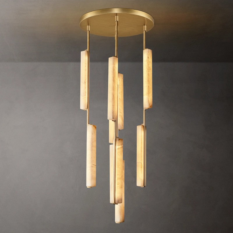 Audubon Vertical Alabaster Round Chandelier 24"