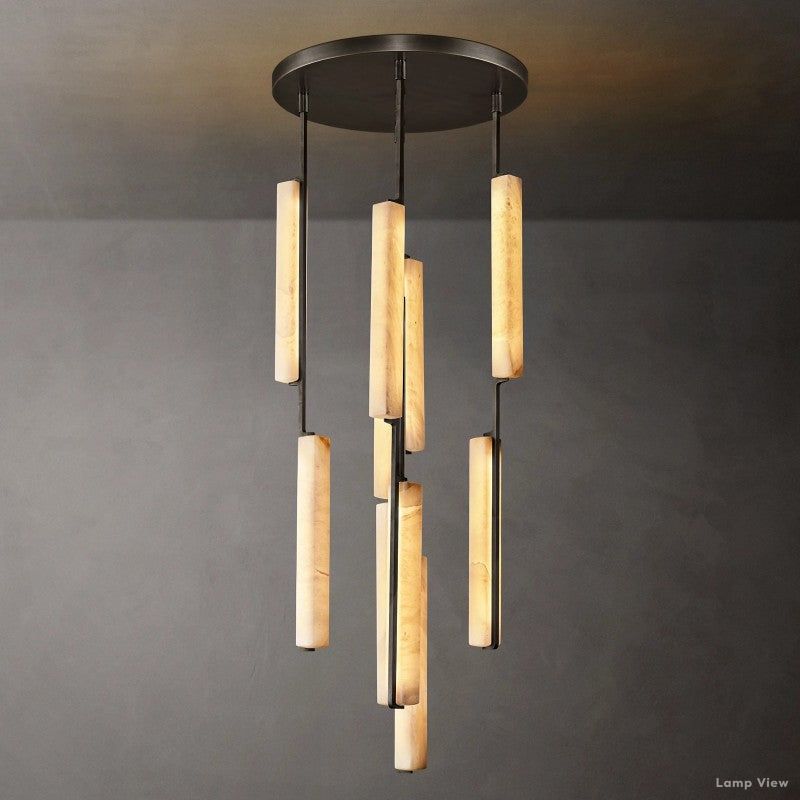 Audubon Vertical Alabaster Round Chandelier 24"