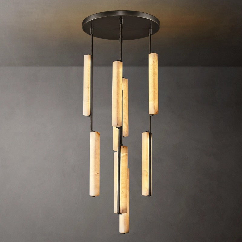 Audubon Vertical Alabaster Round Chandelier 24"