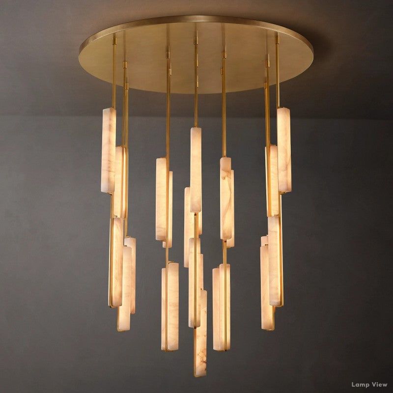 Audubon Vertical Alabaster Round Chandelier 56"