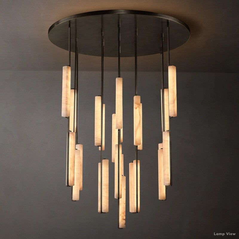 Audubon Vertical Alabaster Round Chandelier 56"