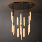 Audubon Vertical Alabaster Round Chandelier 56"