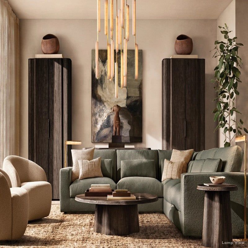 Audubon Vertical Alabaster Round Chandelier 56"