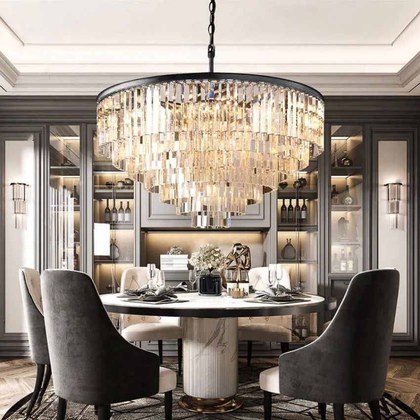 Odeon Layered Crystal Round Chandelier 44"