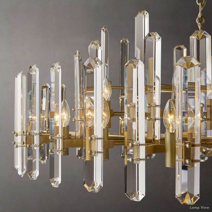 Mirello Prismed Crystal Linear Chandelier 72"