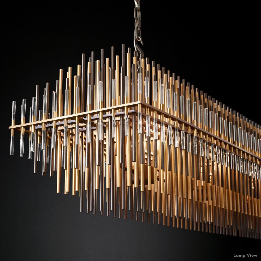 Emile Staggered Form Rectangular Chandelier 54"
