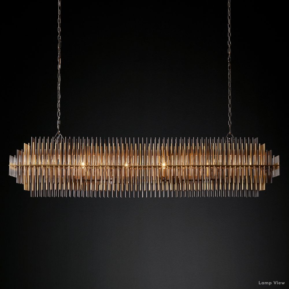 Emile Staggered Form Rectangular Chandelier 54"