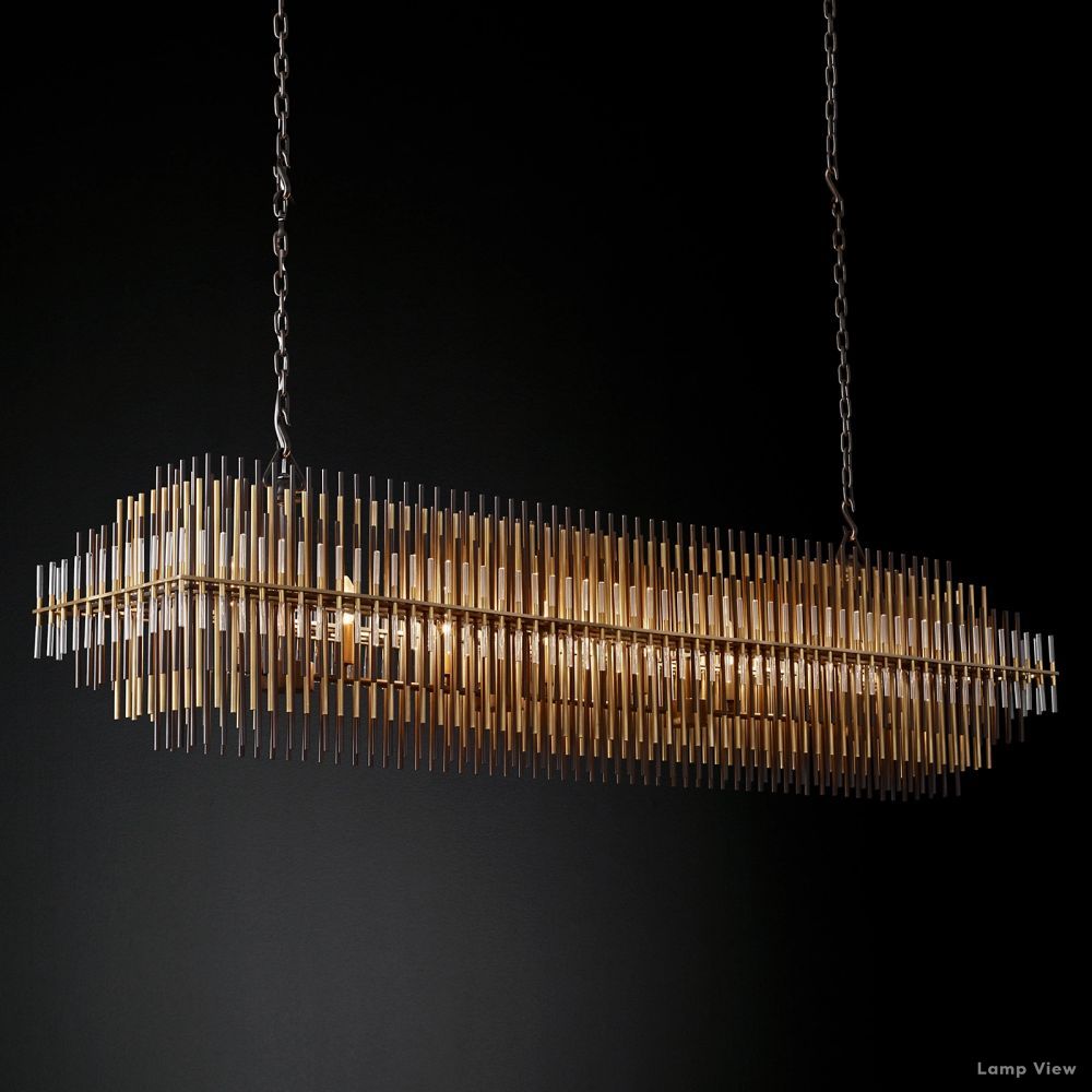 Emile Staggered Form Rectangular Chandelier 54"