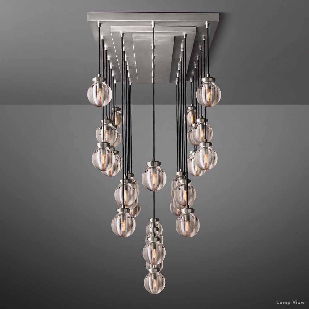 Pearl Shimmering Crystal Rectangle Chandelier 72"