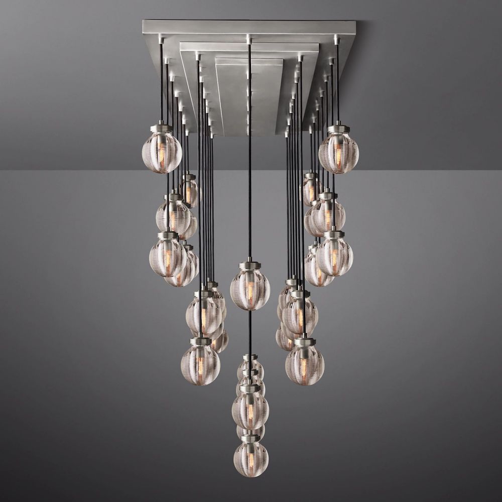 Pearl Shimmer Crystal Rectangle Chandelier 72"