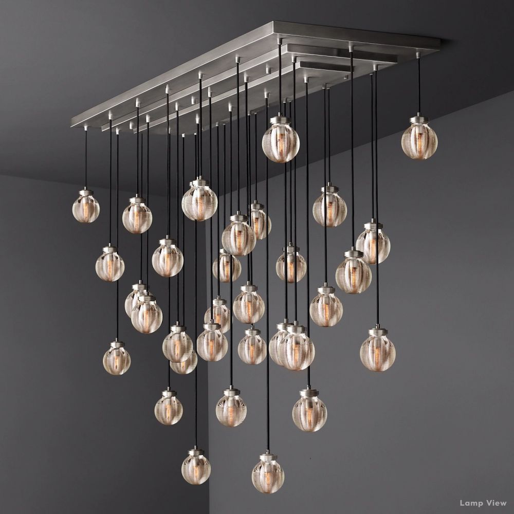 Pearl Shimmering Crystal Rectangle Chandelier 72"