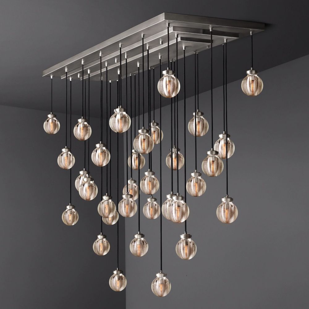 Pearl Shimmer Crystal Rectangle Chandelier 72"