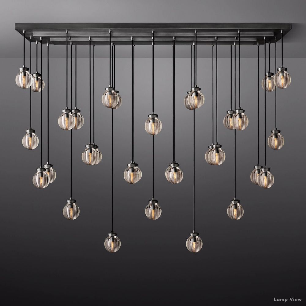 Pearl Shimmering Crystal Rectangle Chandelier 72"
