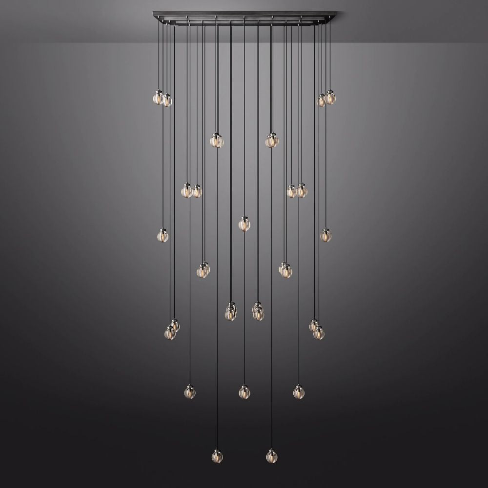 Pearl Shimmering Crystal Rectangle Chandelier 72"
