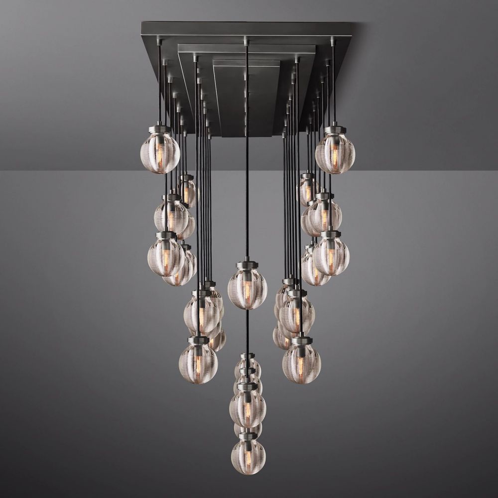 Pearl Shimmering Crystal Rectangle Chandelier 72"