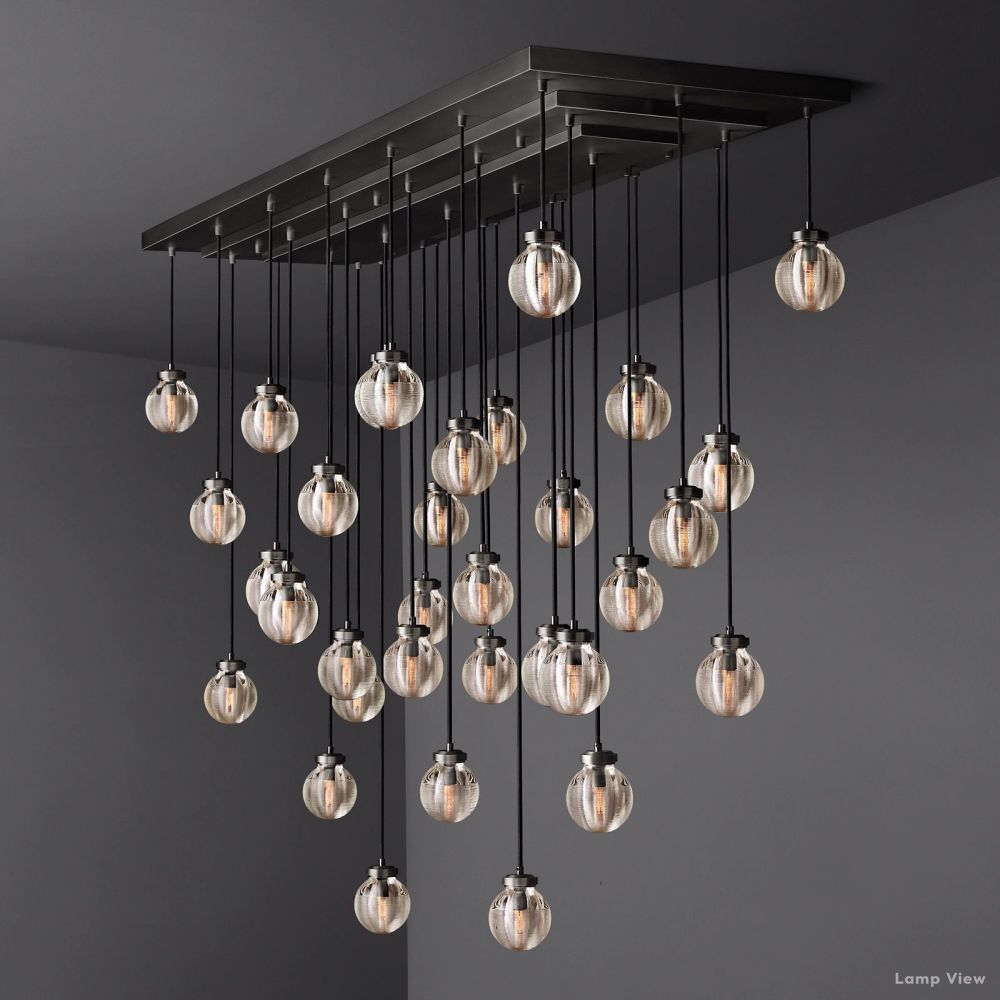 Pearl Shimmering Crystal Rectangle Chandelier 72"