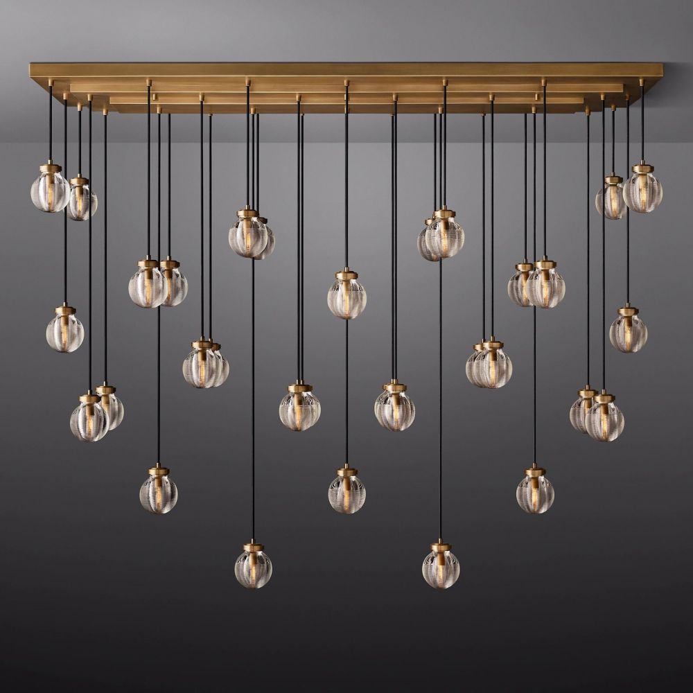 Pearl Shimmering Crystal Rectangle Chandelier 72"