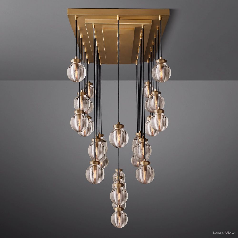 Pearl Shimmering Crystal Rectangle Chandelier 72"