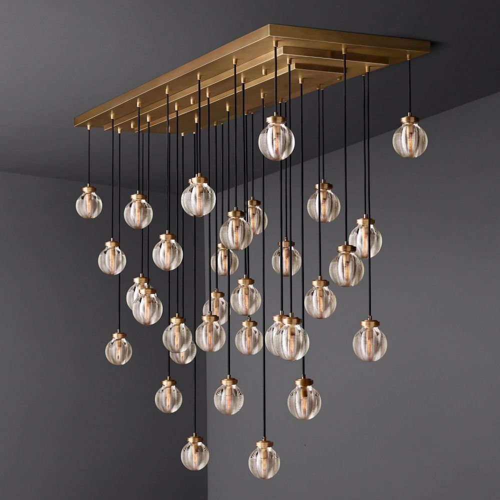 Pearl Shimmering Crystal Rectangle Chandelier 72"