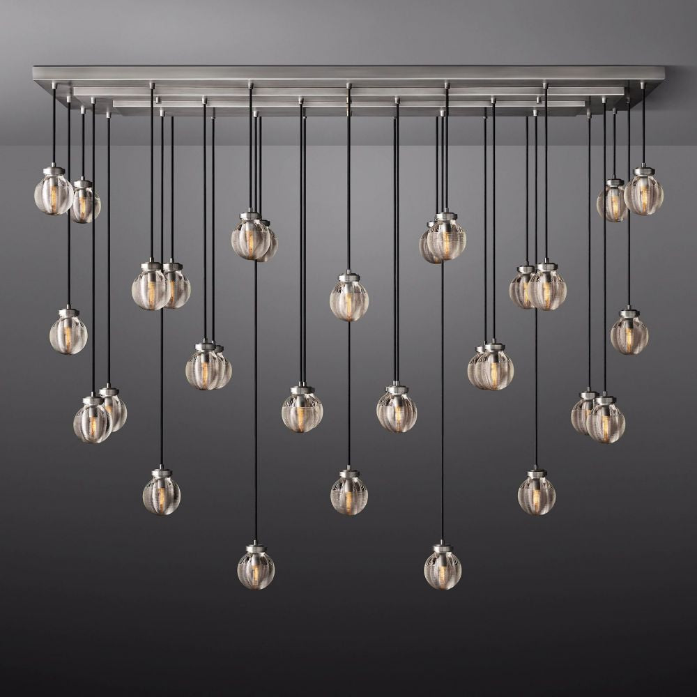 Pearl Shimmering Crystal Rectangle Chandelier 72"