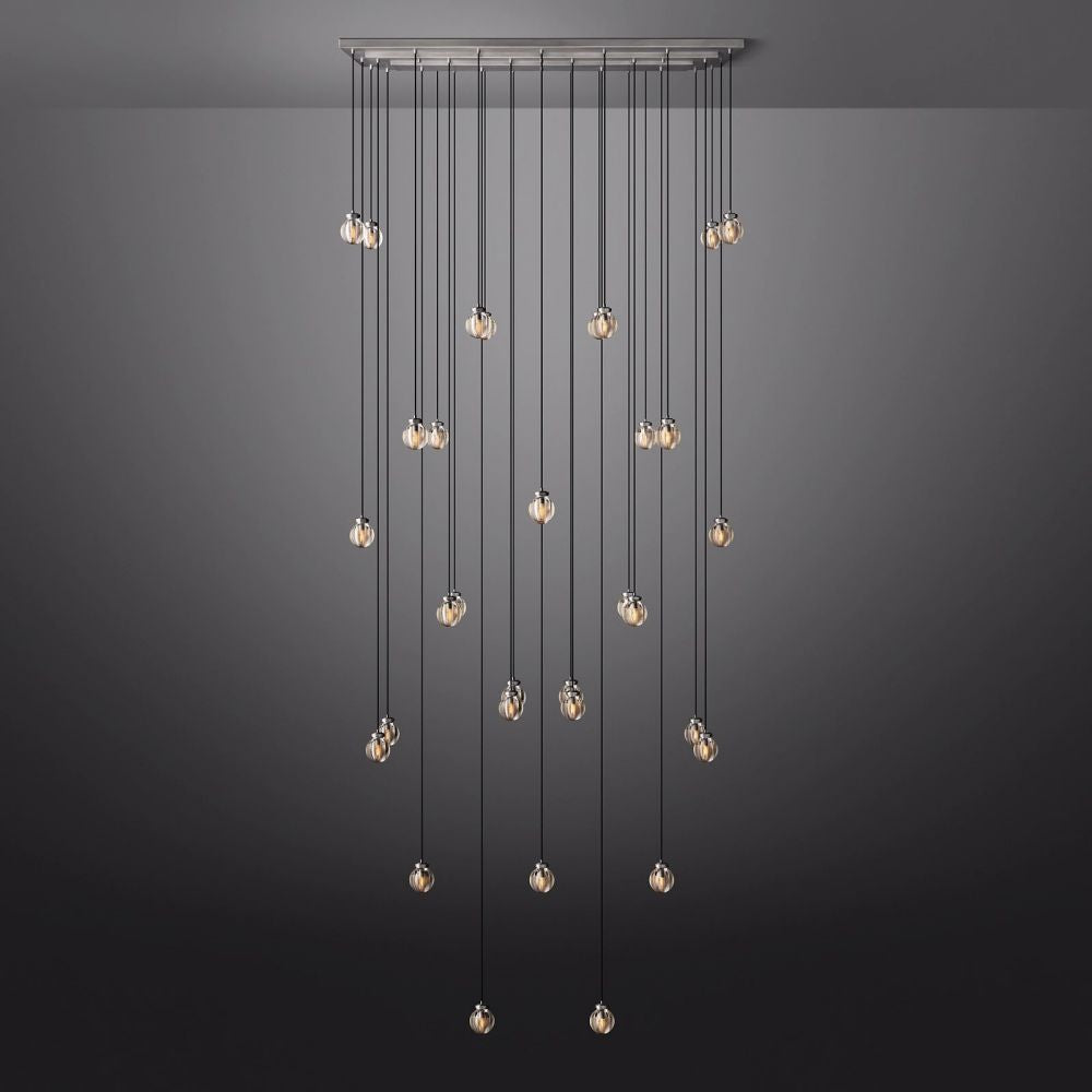 Pearl Shimmering Crystal Rectangle Chandelier 72"