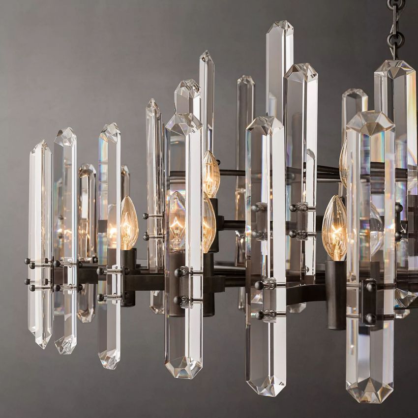 Mirello Prismed Crystal Round Chandelier 36"