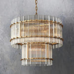 San Marco Ribbed Glass Two-Tier Round Chandelier 22"