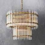 San Marco Ribbed Glass Two-Tier Round Chandelier 22"