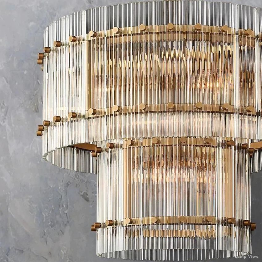San Marco Ribbed Glass Two-Tier Round Chandelier 22"