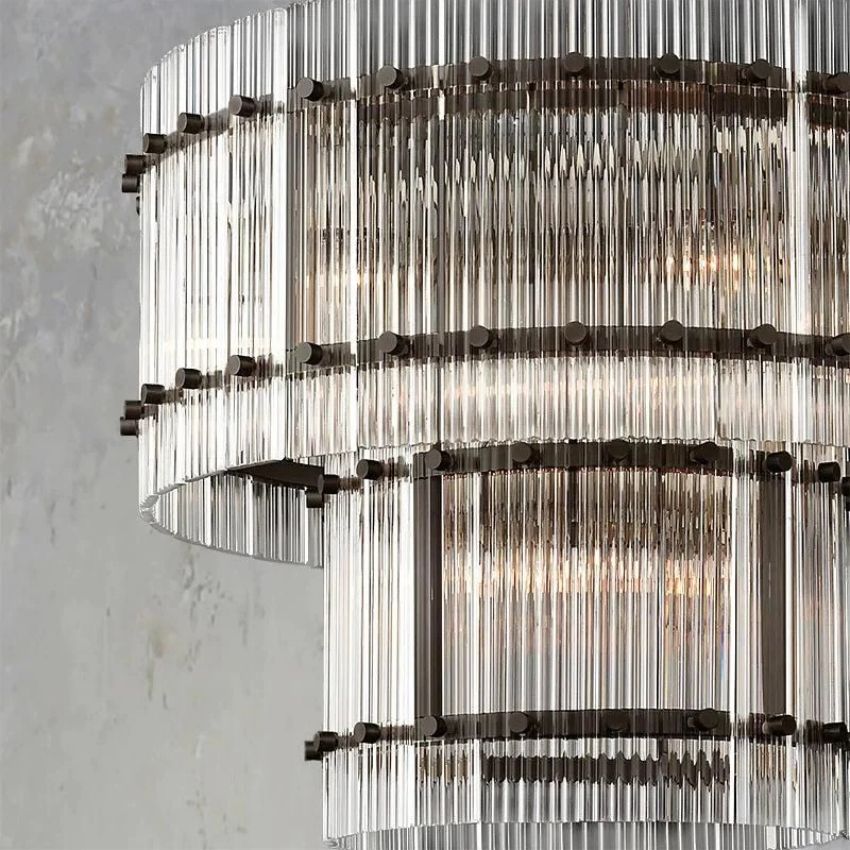 San Marco Ribbed Glass Two-Tier Round Chandelier 22"
