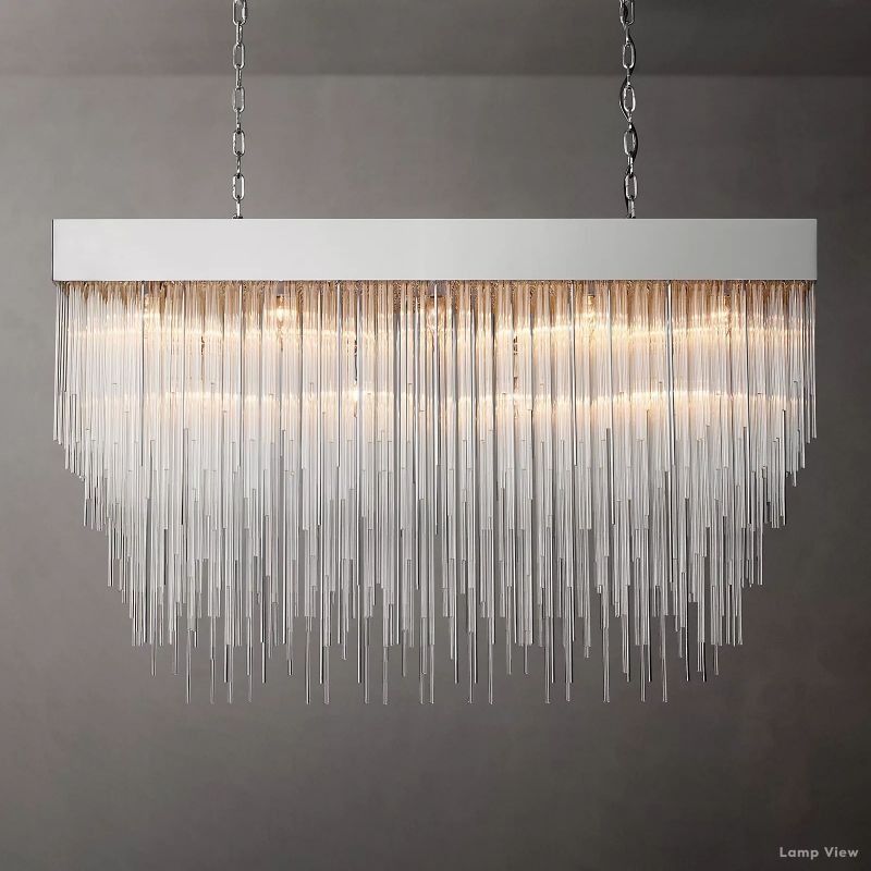 Cascada Tube Crystal Rectangular Chandelier 54"